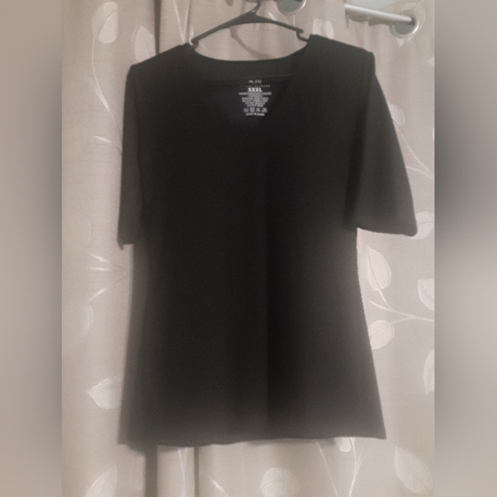 Klassy Network XXXL Black Half Sleeve Ribbed Scoop Neck Brami Top
